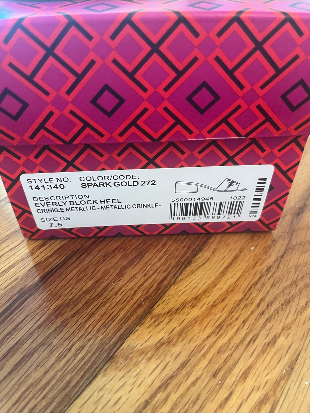 Tory Burch Everly Block Heel Spark Gold Size 7.5 - Picture 8 of 9